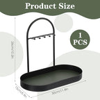 MAQUITA Key Holder Tray & Jewelry Organizer Stand with Acrylic Base, Key Stand and Jewelry Tray with 5 Hooks