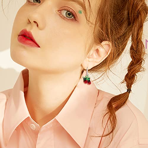 FASHEWELRY 20Pcs Handmade Cherry Lampwork Glass Pendants 3D Red Fruits Glass Charms for DIY Jewelry Project Making - color: Cherry