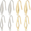 SUNNYCLUE 1 Box 80Pcs 4 Styles French Fish Hook Earring Findings Stainless Steel Ear Wire Hooks Metal 18K Gold Plated Silver Wide Earrings Hook Wires with Vertical Loop for Jewelry Making DIY Crafts - style: Teardrop 1