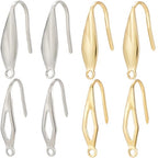 SUNNYCLUE 1 Box 80Pcs 4 Styles French Fish Hook Earring Findings Stainless Steel Ear Wire Hooks Metal 18K Gold Plated Silver Wide Earrings Hook Wires with Vertical Loop for Jewelry Making DIY Crafts - style: Teardrop 1