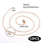 ALEXCRAFT Wholesale 12PCS Rose Gold Plated Solid Brass Chain Hypoallergenic Flat Cable Chains Link Bulk for Jewelry Making(18"(1.5MM)) - color: Rose Gold, size: 18 Inch-0.059 Inch
