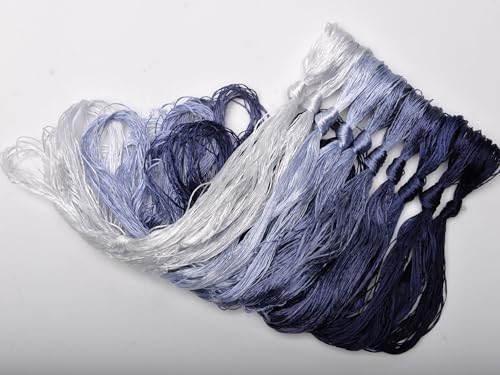 100% Nature Mulberry Handmade Embroidery Silk Thread Woven Jewelry Accessory Artificial Flowers Cross Stitch Floss DIY Sewing Kits 10 Gradient Colors 110m Each (22) - color: 22
