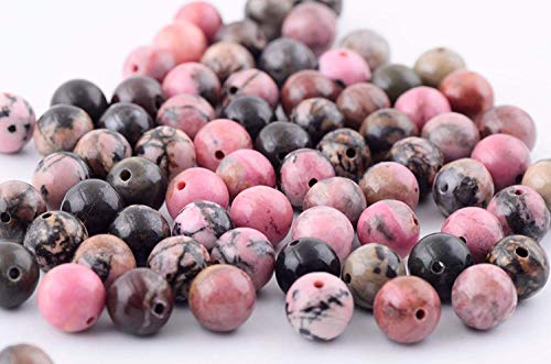 Natural Stone Beads 100pcs 6mm Black Stripe Rhodonite Round Real Stone Beading Loose Gemstone Hole 1mm DIY Charm Beads for Bracelet Necklace Earrings Jewelry Making (Black Stripe Rhodochrosite, 6mm) - color: Black Stripe Rhodochrosite, size: 6mm