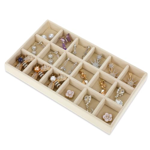 Psyqtsuary Stackable Jewelry Organizer Trays, Jewelry Tray for Drawer Stackable Earrings Tray Jewelrys Drawer Inserts Container with Removable Dividers for Earring Necklace Rings Bracelet Watch