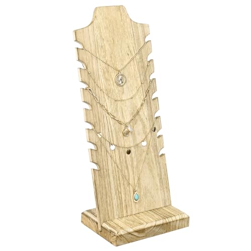 MOOCA Lightweight Wooden Necklace Display Stand - Freestanding Easel Holder for Multiple Necklaces, Oak Color - color: Oak