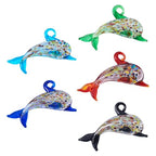 FASHEWELRY 5Pcs Large Lampwork Dolphin Charms Transparent Cute Glass Ocean Animals Penadants Cartoon Sea Fish Charms for DIY Bracelet Jewelry Making - color: Transparent Dolphin-Sequins