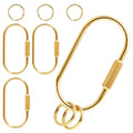 6pcs Gold Brass Key Rings Bulk,Carabiner Keychain Clip for Keys,Key Chain Organizer Holder for Men Women Adult with Screw Lock,Bag Charms for Handbags