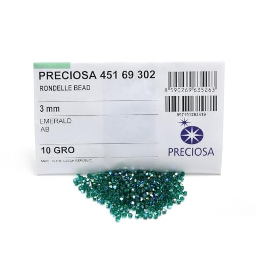 100pcs Authentic Preciosa 3mm (0.12 Inch) Small Faceted Bicone Crystal Loose Beads Emerald AB (Green) Compatible with Swarovski Elements Crystals for Jewelry Making Pre-B363 - color: Emerald AB, size: 3mm (0.12 Inch) - 100pcs