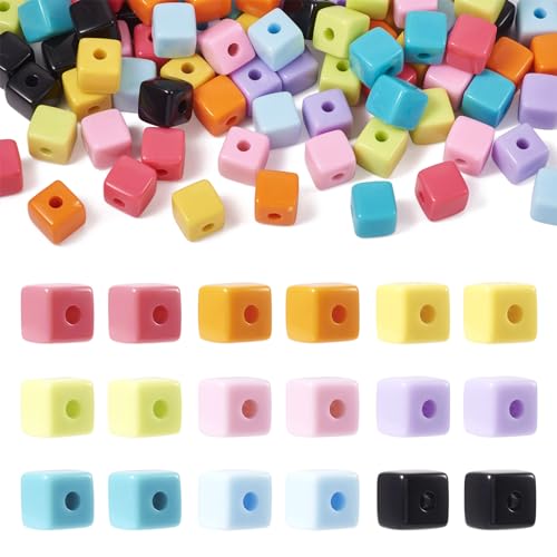 90Pcs 12mm Acrylic Cube Beads Plastic Square Candy Beads Colorful Loose Spacer Cube Bead for DIY Crafts Friendship Bracelet Earring Jewelry Making - color: Mixed Color-Cube
