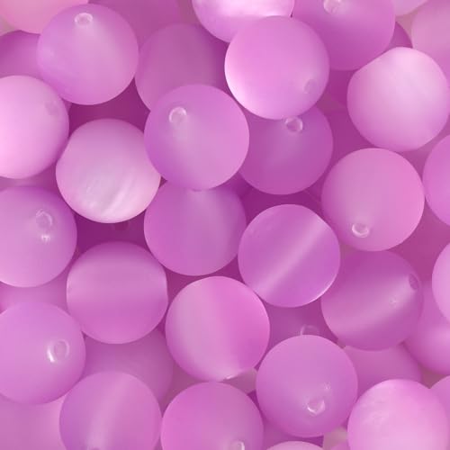 25pcs Resin Transparent Frosted Beads 16mm Cat Eye Circular Rubber Bead Spacer Bead DIY Making Friendship Bracelet Phone Chain Keychain Pen Beads Accessories (Purple) - color: Purple