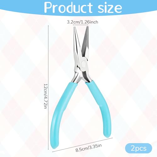 3 Pcs Needle Nose Pliers for Jewelry Making, 4.5 Inch Small Jewelry Pliers Mini Precision Chain Nose Plier for Jewellery Repair, Wire Wrapping, Crafts, Object Grasping (Blue) - color: Blue