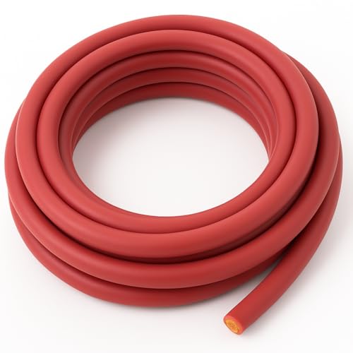 2 AWG EPR Welding Cable, Pure Copper Battery Cable, Flexible Power Wire for Car, Inverter, RV, Solar, Audio, Marine Applications, Black and Red (25 FT RED, 2 AWG) - color: 25 FT RED