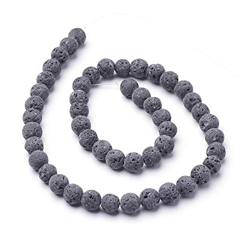 Craftdady 10mm Unwaxed Natural Lava Stone Beads 360Pcs Round Volcanic Rock Gemstone Loose Beads Energy Healing Chakra Beads for Jewelry Craft Essential Oil Bracelet - color: Dark Gray, size: 10mm