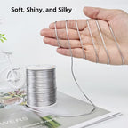 LUSTEMBER 330 Feet Satin Nylon String, 1 mm Silky Smooth Durable Nylon Cord for Jewelry Making, Bracelets, Beading, Necklaces, Macrame, Kumihimo, Rattail, and Chinese Knot Craft - size: Silver