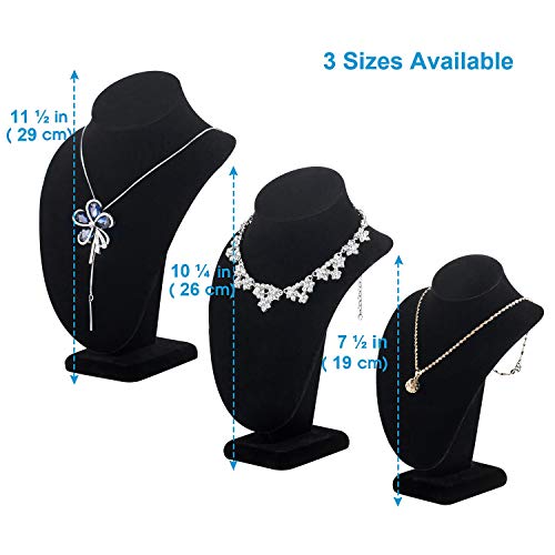 Polmart Modern Necklace Display Bust (Black Velvet, 10 ¼”H) - color: Black Velvet, size: 10 ¼”H