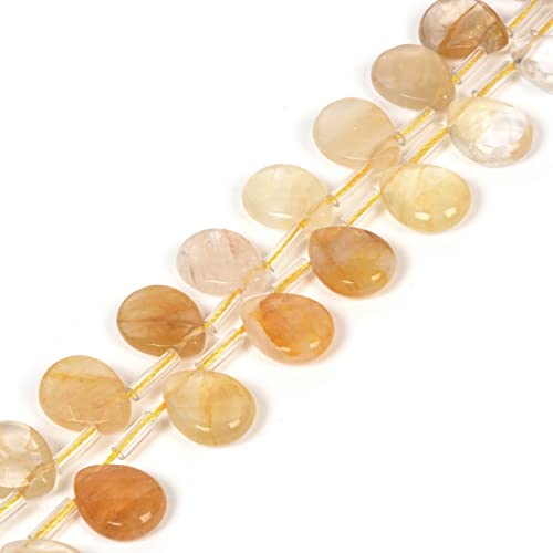 Natural Yellow Phantom Quartz Faceted Teardrop Healing Gemstone Loose Beads for Jewelry Making Strand 15 Inch - color: Yellow Phantom Quartz