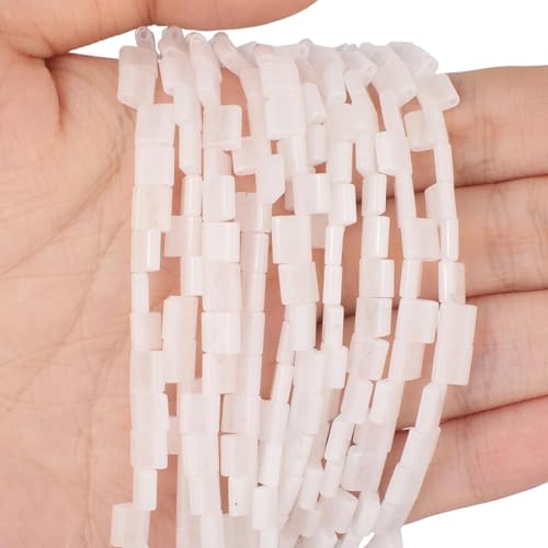 Natural White Quartz Stone Beads, Each Approximately 5x5x2mm Square 2-Hole Spacer Bead, are Used to Make Bracelets, Earrings, Necklaces, with Each String Measuring 15-16 Inches - color: white Quartz
