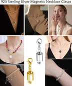 Magnetic Necklace Clasps, Magnetic Jewelry Clasps, 14K Gold and Silver, Necklace Bracelet Extender with Lobster Clasp (DAN 4pcs Silver) - color: DAN 4pcs silver