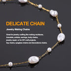 KYUNHOO Gold Plated Chain Roll on Spool 16.4 Feet Irregular Pearl Chains for Jewelry Making Stainless Steel Jewelry Supplies with Lobster Clasps Jump Rings for DIY Crafting - color: Irregular Bead Gold