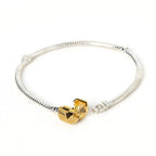 RUBYCA 5pcs 6.7" Silver Gold Color Clasp European Snake Chain Charm Bracelet fit Charm Beads DIY - color: Gold Clasp on Silver Snake Chain, size: 17 CM