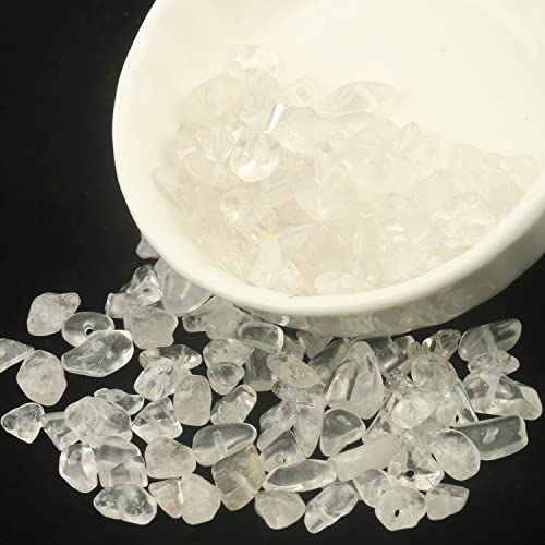 30in Clear Quartz Natural Chip Stone Beads 5-8mm About 230pcs, Irregular Drilled White Bead for Bracelets Jewelry Making Supplies for Adults, DIY Crafts. - color: Clear Quartz
