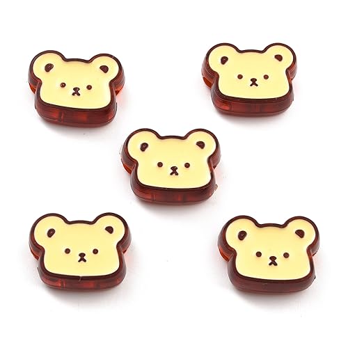 Ipotkitt 30 Pcs Transparent Acrylic Bear Beads with Enamel Cartoon Animal Spacer Beads Cute Bear Head Beads for DIY Bracelet Necklace Earring Supplies - color: 30pcs-Acrylic Bear Beads-19.5x26x9mm