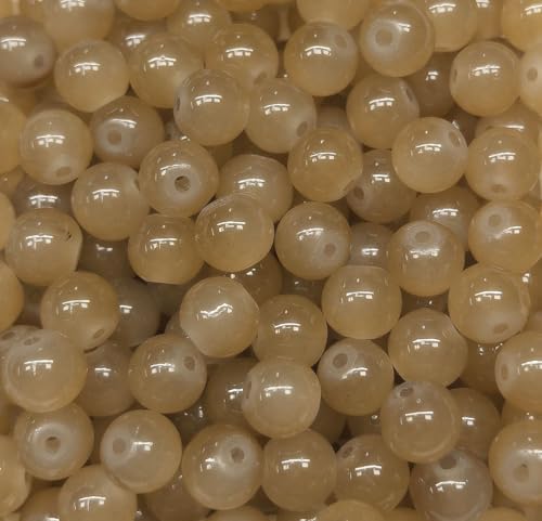 200PCS Glass Beads 8mm Glass Beads for Bracelets Necklaces Jewelry Making DIY Crafts (Brown) - color: 5Brown