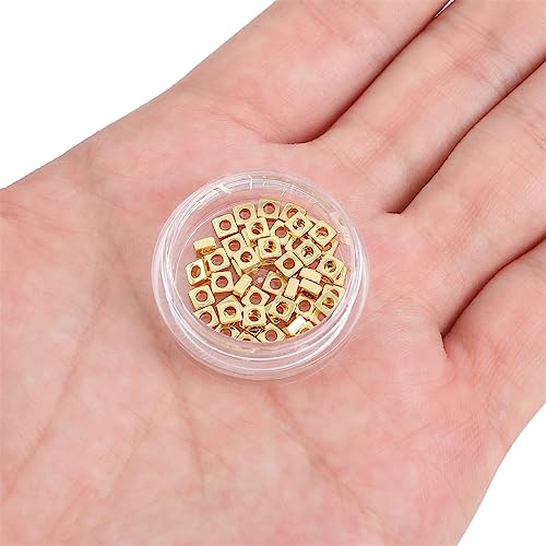 BEADIA 14K Gold Plated Square Spacer Beads 3x1.5mm 50pcs for Jewelry Making Findings Non Tarnish - color: 14K Gold, size: 3x1.5mm Square