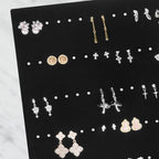 KUKUVR L-Shaped Velvet Jewelry Display Stand, Earring Studs Dangle Holder Case for Retail Shop, Home Vanity, Craft Show and Photography Props (Black 120 Holes)