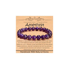 Natural Healing Gemstone Bracelet Handmade Yoga Stretch Elastic Bracelet Stress Relief Crystal Jewelry for Men and Women - color: Amethyst (Love Guardian), size: 8mm