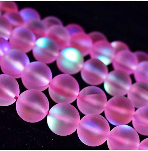 60PCS 6mm Natural Pinkish Mystic Aura Quartz Gemstone Frosted Matte Titanium Round Loose Spacer Beads 15 inch Full Strand Crystal Healing Power Quartz - color: Pink Mystic Aura, size: 6mm