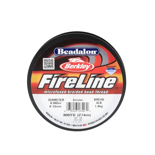 Beadalon FireLine Beading Thread by Berkley, 0.005", Break Strength 4 lb, Smoke, 300 yd - color: Smoke, style: 4 Lb / 300 Yd