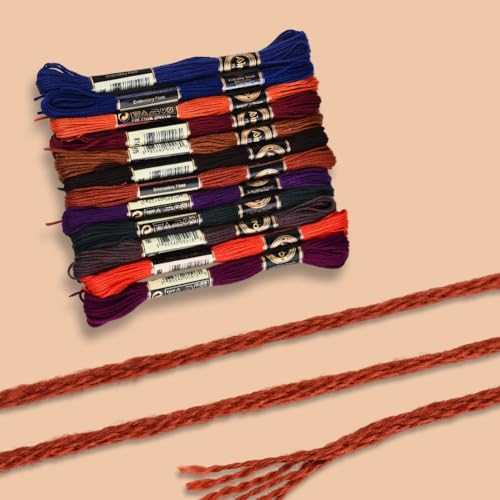 12 Skeins 6 Strands Hand Variegated Embroidery Floss Gradient Cross Stitch Thread Polyester Friendship Bracelet String Yarn Bracelets Threads Bulk for Sewing Knitting Craft Crochet Stitching - color: Dark Color