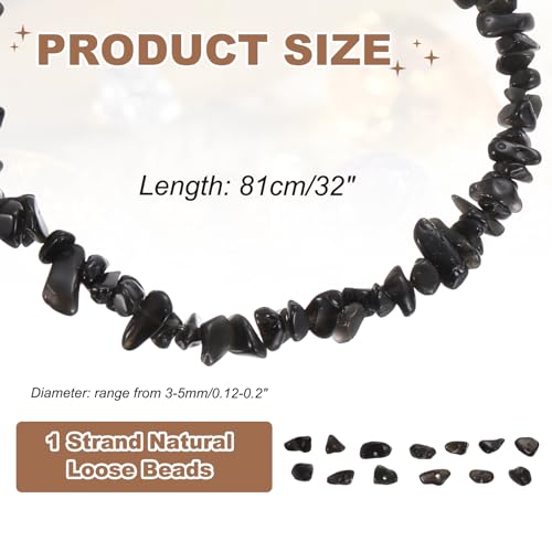 MECCANIXITY 310 Pcs Natural Drilled Obsidian Gemstone Chips Bulk 3mm to 5mm Dia. Irregular Tumbled Crystal Chip Beads for Jewelry Making Craft Supplies (Pure Black) - color: Obsidian, size: 3-5mm