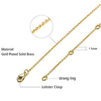 Wholesale 12 PCS 14K Real Gold Plated Solid Brass Thin O Chain Necklace 1 MM Finished Chain Bulk for Jewelry Making, Size 16" + 2" Extender