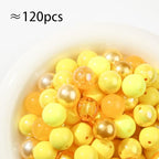 20mm Acrylic Beads 120pcs Yellow hunk Bubblegum Bead 20mm Multicolor Beadable Pen Ball Beads for Pen Bag Jewelry Making Necklace Bracelets (Yellow) - color: yellow