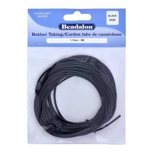Beadalon Rubber Tubing - Neoprene, Black, 1.7 mm / .067 in - 5 m / 16.4 ft - size: 1.7 mm / .067 in - 5 m / 16.4 ft