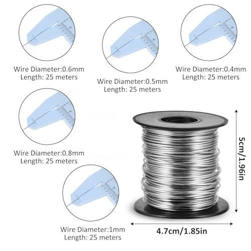 5 Rolls Jewelry Wire for Jewelry Making 18, 20, 22, 24, 26 Gauge Stainless Steel Silver Wire Kit Beading Bendable Craft Wires Tarnish Resistant Beading Wires for Making Crafts