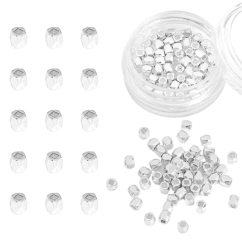 BEADIA Silver Plated Faceted Spacer Beads 2.5x2.5mm 50pcs for Jewelry Making Findings Non Tarnish - color: Silver, size: 2.5x2.5mm Faceted