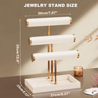 Abiglifty 3 Tier Necklace Holder Display, Jewelry Organizer, Jewelry Stand, Bracelet Display, Necklace Organizer, Bracelet holder, Jewelry Display for Necklace, Watches, Rings, Beige - color: Beige