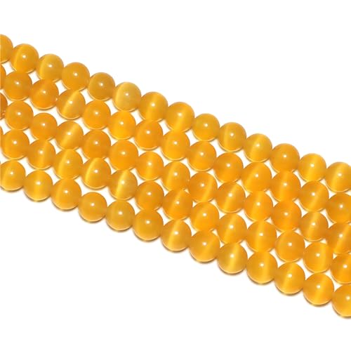 MJDCB 30pcs Golden Yellow Cat Eye Stone Beads 12mm Round Crystal Loose Bead for Jewelry Making DIY Bracelets Necklace - color: Golden Yellow, size: 12mm(30pcs)