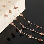 KYUNHOO 16.4ft Handmade Natural Raw Healing Crystal Natural Gemstone Brass Chain for Jewelry Making DIY Crafts Gold Chain Roll with Jump Rings and Lobster Clasps - color: Natural Stone-Strawberry