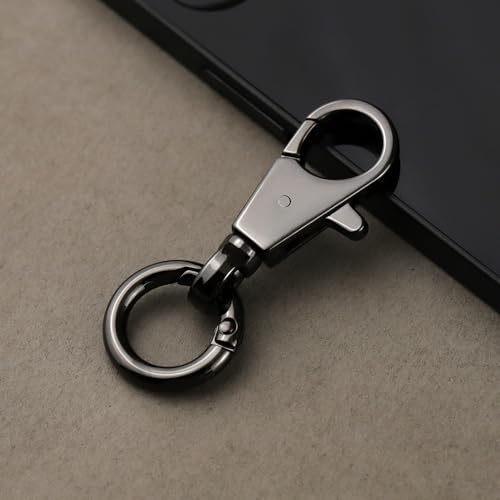 2pcs Double Opening Snap Hooks Heavy Duty Metal Push Gate Swivel Lobster Clasp Keychain Clip Purse Making Accessories (Black) - color: Black