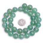 JOE FOREMAN 2MM Big Hole 12mm Green Aventurine Jade Round Natural Gemstone Semi Precious Loose Beads for Jewelry Making 15" Beaded Strand DIY Handmade Craft Supplies - size: 12mm