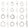 SUNNYCLUE 1 Box 12 Styles 72 Sets Ot Toggle Clasp Toggle Connectors Tibetan Style Alloy Metal Silver Moon Star Heart Flower Toggle Closure Bulk for Jewelry Making Friendship Bracelets Crafts Supplies - style: Style 3