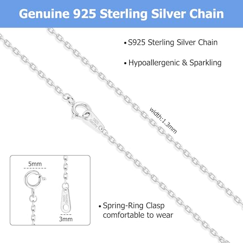 Gacimy 925 Sterling Silver Chain for Women, 1mm 1.3mm 1.5mm 1.8mm Cable Chain Necklaces - size: 20 Inches, style: a.1.3mm Silver