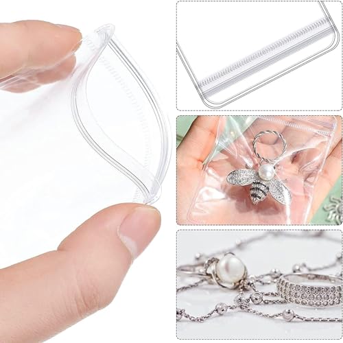 PVC Jewelry Pouches Clear Zipper Bags Anti Oxidizing Earrings Storage Bags for Storage Jewelry Packing Bags(100PCS 1.57 * 2.36 IN) - size: 1.57*2.36 IN