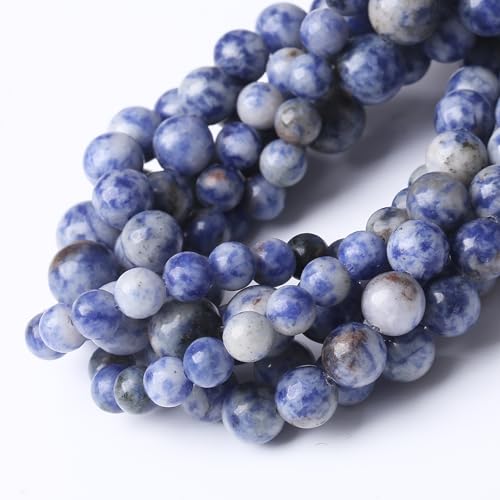 Blue Dot Stone Beads for Jewelry Making DIY Bracelet Necklace Jewelry Making 1 Strand 15.5inch 45PCS 8MM… - color: Blue Dot Stone, size: 8MM
