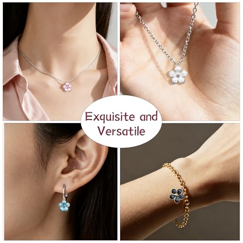 50pcs Gold Plated Enamel Cherry Blossoms Bracelet Charms - Perfect for Jewelry Making and Earring Designs