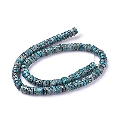 Craftdady 250pcs Heishi Coin Natural African Pyrite Gemstone Beads Flat Round Disc Energy Healing Crystal Stone Loose Beads 8mm for Jewelry Bracelet Necklace Earring, Dark Cyan - color: African Pyrite, Dark Cyan, size: 8mm